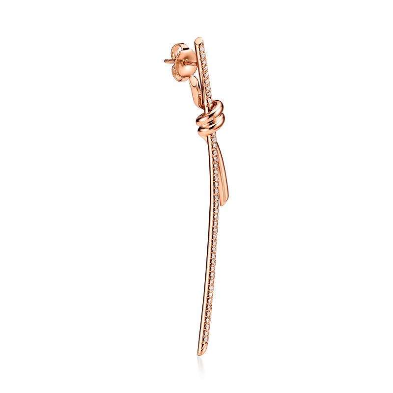 Tiffany & Co. Tiffany Knot Pendientes largos en oro rosa con diamantes Tienda de fábrica
