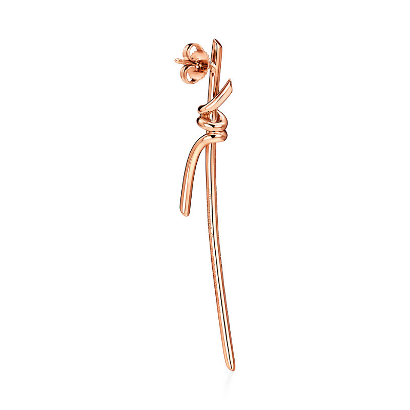 Tiffany & Co. Tiffany Knot Pendientes largos en oro rosa con diamantes Tienda de fábrica