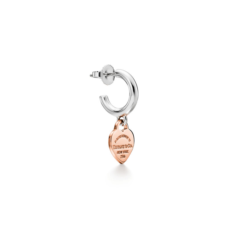 Tiffany & Co. Return to Tiffany™ Pendientes de aro de plata de ley y oro rosa tamaño mini Última moda