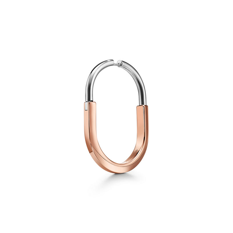 Tiffany & Co. Tiffany Lock Pendientes en oro rosa y blanco con diamantes extragrandes Descuento por venta flash