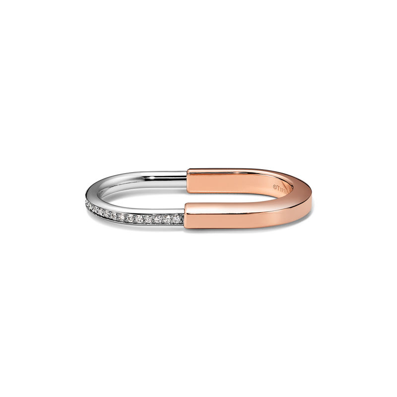 Tiffany & Co. Tiffany Lock Anillo para dos dedos de oro rosa y blanco con diamantes Ofertas