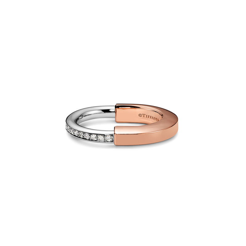 Tiffany & Co. Tiffany Lock Anillo de oro rosa y blanco con diamantes Venta caliente