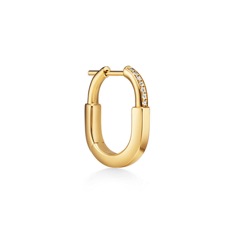 Tiffany & Co. Tiffany Lock Pendientes pequeños de oro amarillo con diamantes Rebajas de fábrica