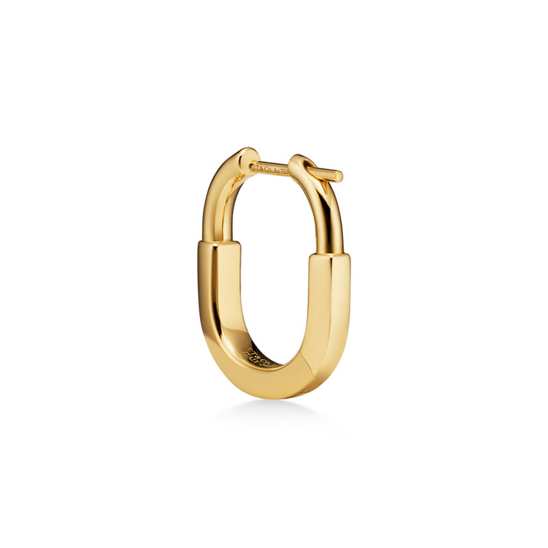Tiffany & Co. Tiffany Lock Pendientes pequeños de oro amarillo con diamantes Rebajas de fábrica