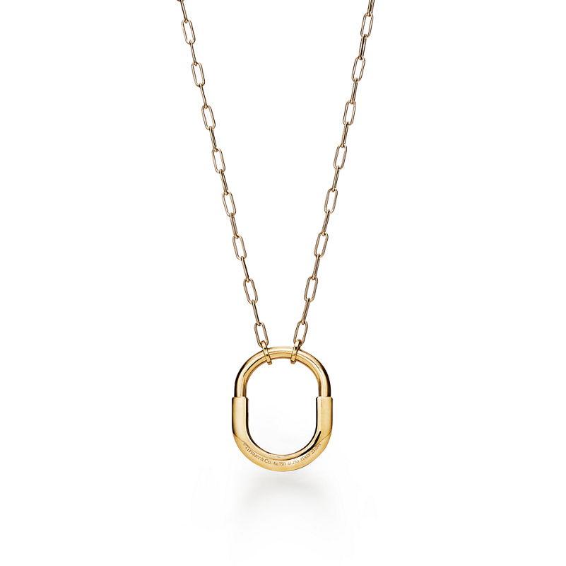 Tiffany & Co. Tiffany Lock Colgante en oro amarillo con diamantes en pavé tamaño mediano Los más vendidos