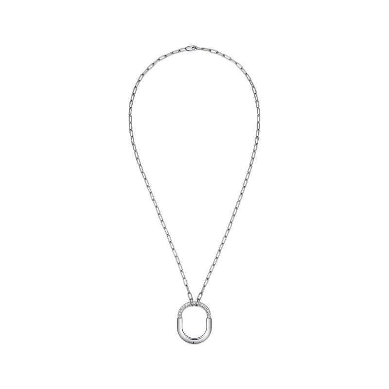 Tiffany & Co. Tiffany Lock Colgante en oro blanco con diamantes tamaño mediano Tienda