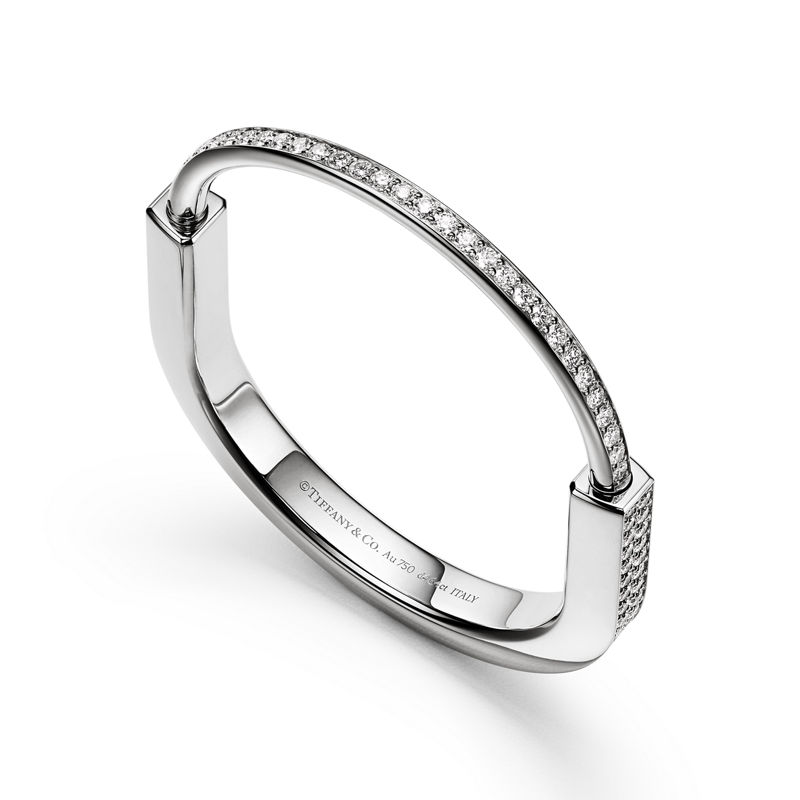 Tiffany & Co. Tiffany Lock Brazalete en oro blanco con pavé completo de diamantes Rebajas online