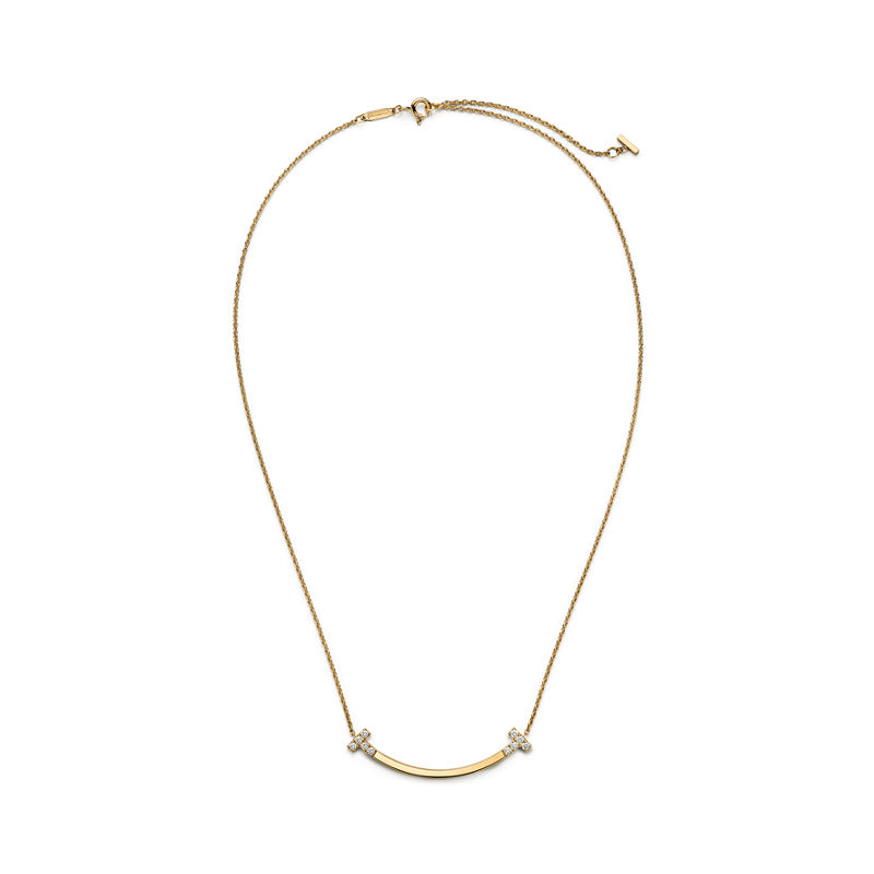 Tiffany & Co. Tiffany T Colgante Smile mediano de oro amarillo con diamantes Últimos 3 días
