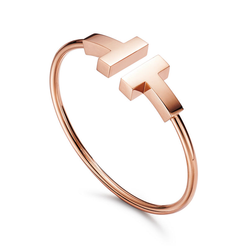 Tiffany & Co. Tiffany T Pulsera Wire ancha de oro rosa Solo hoy