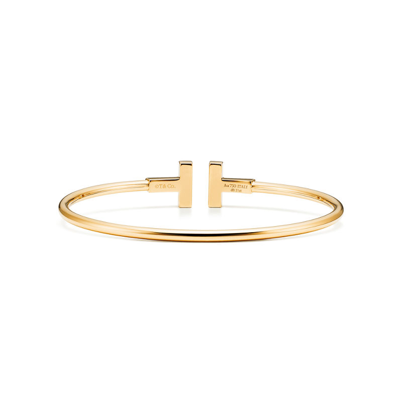Tiffany & Co. Tiffany T Pulsera Wire de oro amarillo con nácar y diamantes Envío internacional gratuito
