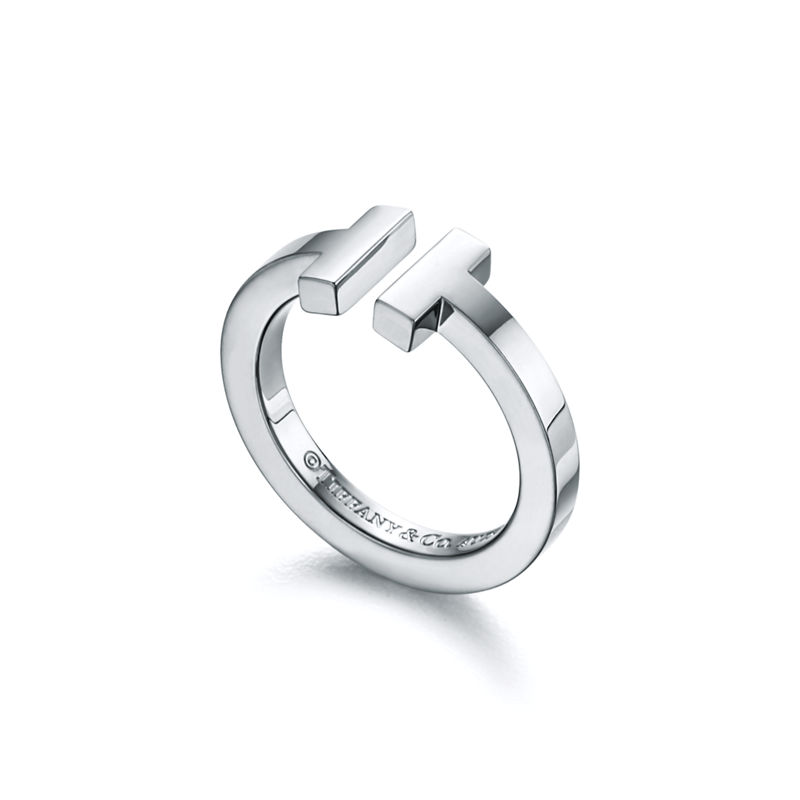Tiffany & Co. Tiffany T Anillo Square de plata de ley Tienda de fábrica