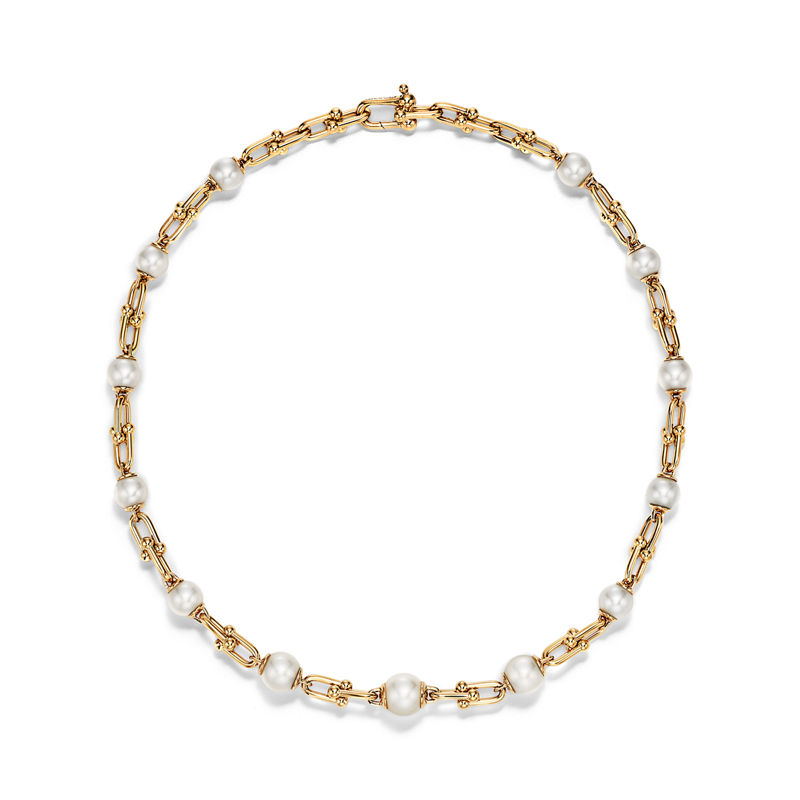 Tiffany & Co. Tiffany HardWear Collar de eslabones escalonados en oro amarillo con perlas de agua dulce En línea