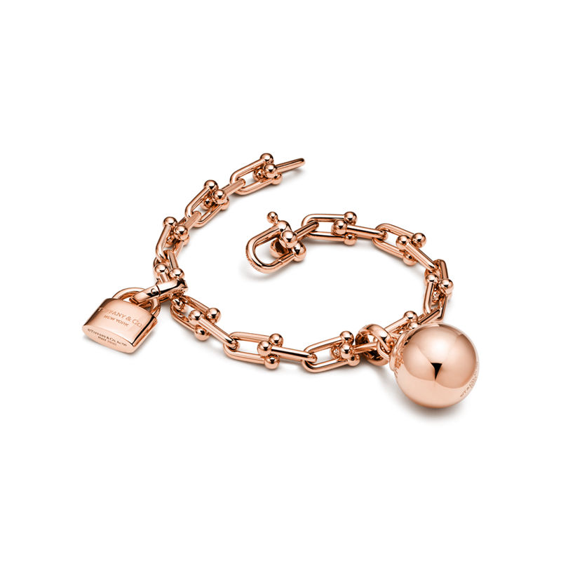 Tiffany & Co. Tiffany HardWear Pulsera de una vuelta con eslabones pequeños de oro rosa Outlet