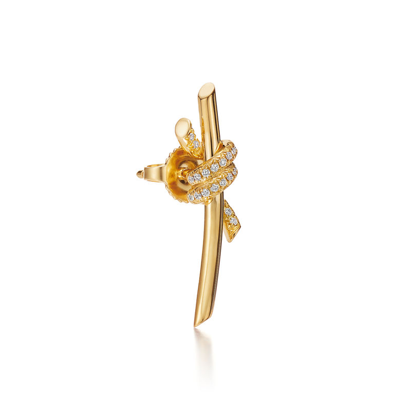 Tiffany & Co. Tiffany Knot Pendientes en oro amarillo con diamantes Último día