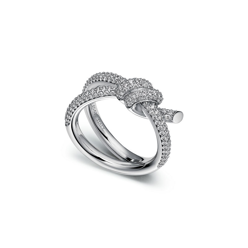 Tiffany & Co. Tiffany Knot Anillo de dos vueltas en oro blanco con diamantes Promoción trimestral