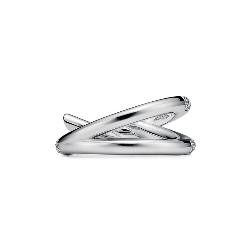 Tiffany & Co. Tiffany Knot Anillo de dos vueltas en oro blanco con diamantes Promoción trimestral