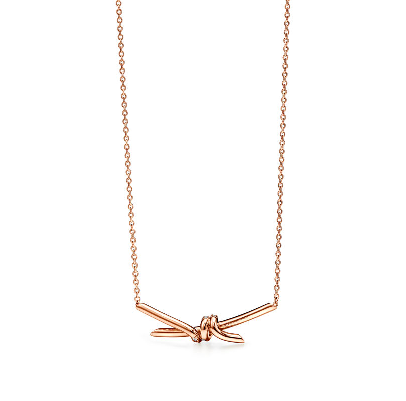 Tiffany & Co. Tiffany Knot Colgante en oro rosa con diamantes Superdescuento
