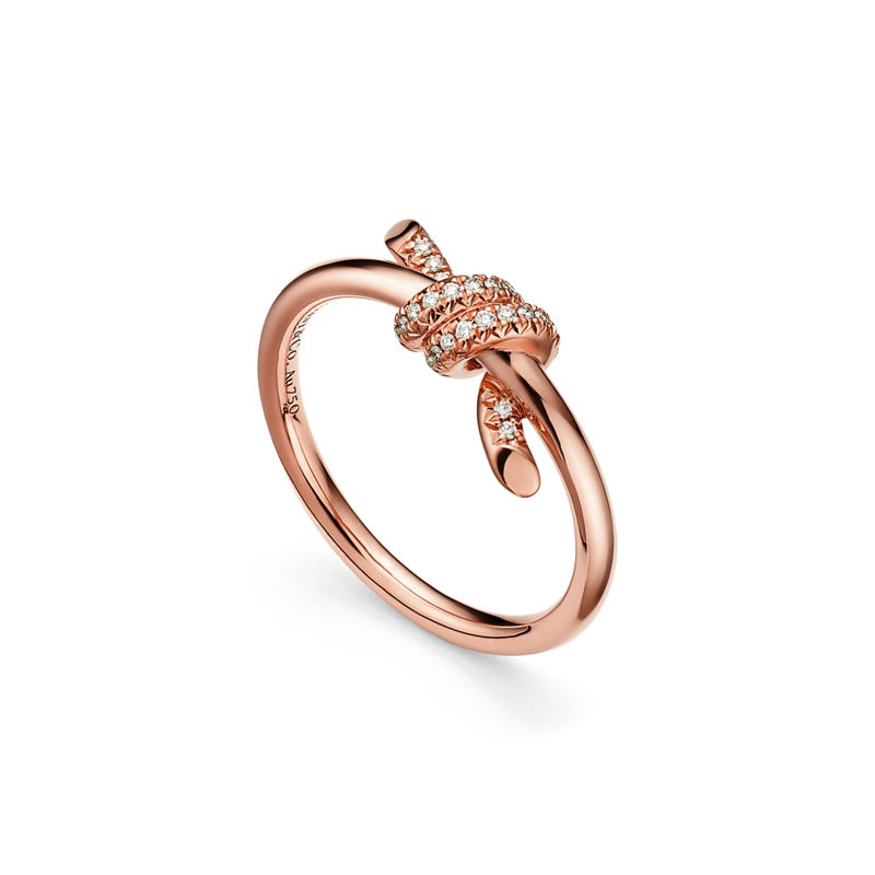 Tiffany & Co. Tiffany Knot Anillo en oro rosa con diamantes Grandes descuentos