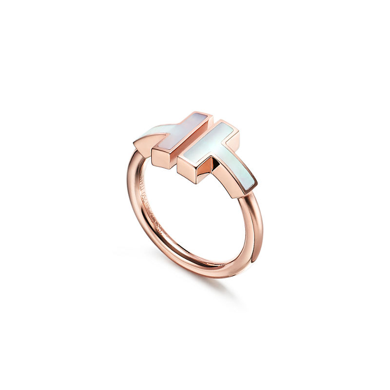 Tiffany & Co. Tiffany T Anillo Wire de oro rosa con nácar Ahorra y exporta
