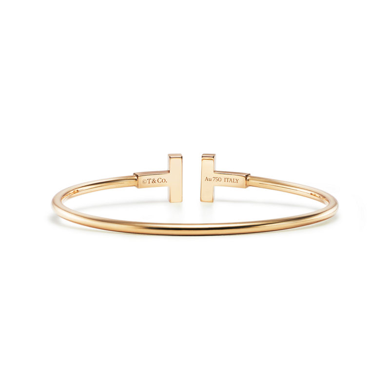 Tiffany & Co. Tiffany T Pulsera Wire de oro amarillo con nácar Libre de impuestos