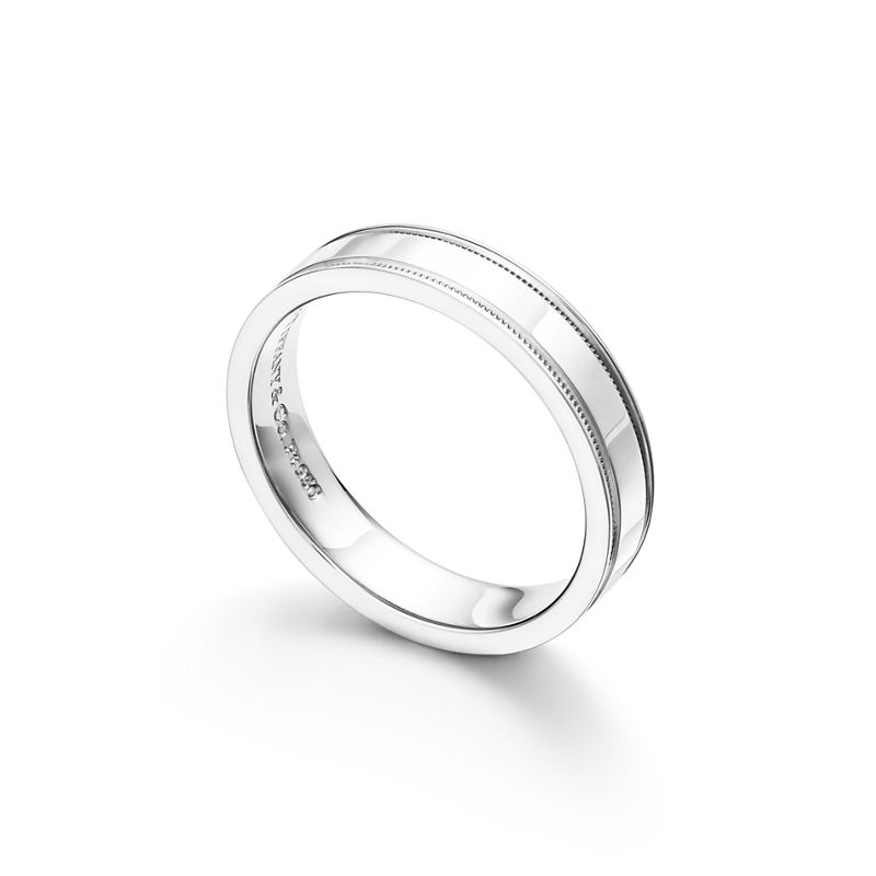 Tiffany & Co. Tiffany Together Alianza de doble milgrain en platino 4 mm de ancho Solo queda un día