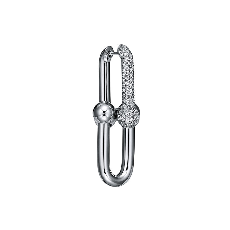 Tiffany & Co. Tiffany HardWear Pendientes de eslabones grandes de oro blanco con diamantes en pavé Libre de impuestos