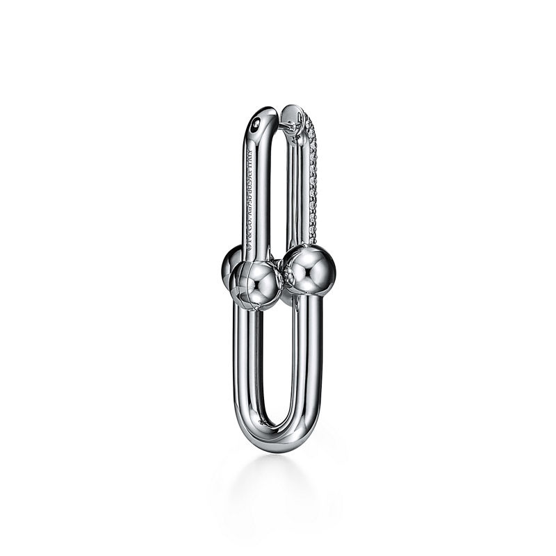 Tiffany & Co. Tiffany HardWear Pendientes de eslabones grandes de oro blanco con diamantes en pavé Libre de impuestos