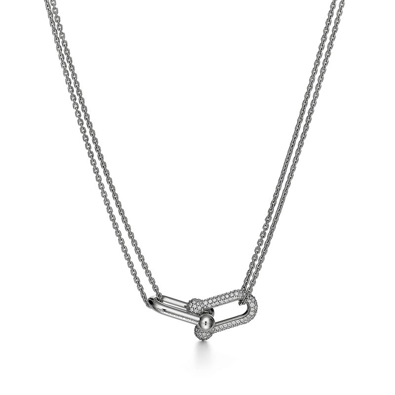 Tiffany & Co. Tiffany HardWear Colgante de eslabones dobles grandes de oro blanco con diamantes en pavé Oferta exclusiva