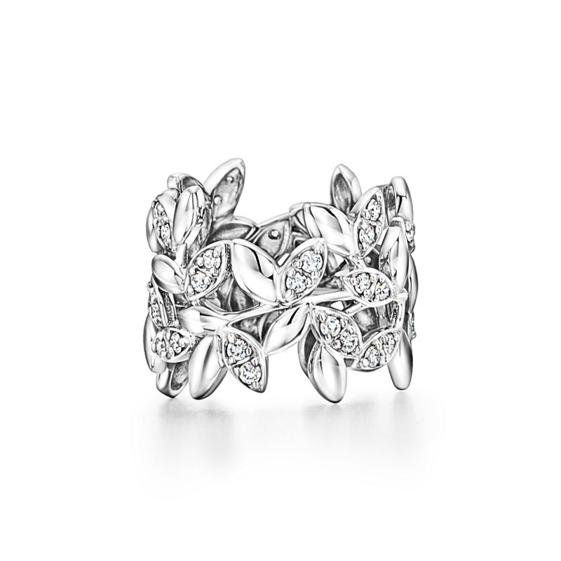 Tiffany & Co. Paloma Picasso® Alianza Olive Leaf en oro blanco con diamantes Grandes ahorros
