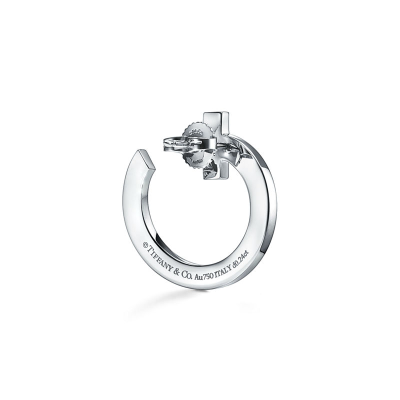 Tiffany & Co. Tiffany T T1 Pendientes de aro abiertos de oro blanco con diamantes Rebajas de fin de temporada