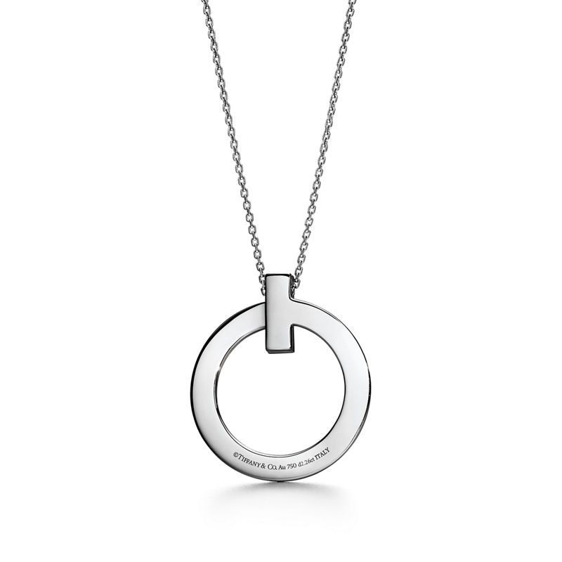 Tiffany & Co. Tiffany T T1 Colgante circular de oro blanco de 18 quilates con diamantes tamaño grande Precio ultrabajo