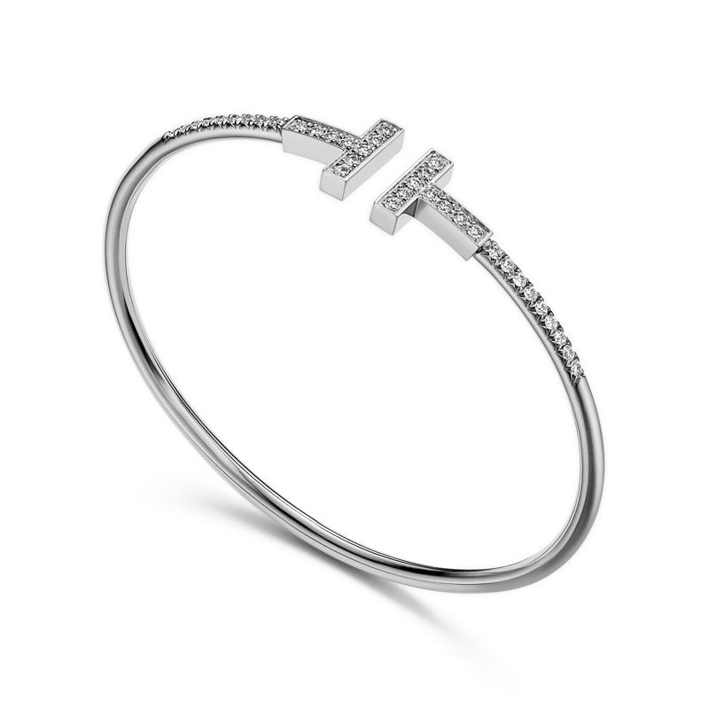 Tiffany & Co. Tiffany T Brazalete Wire con diamantes en pavé de oro blanco Outlet
