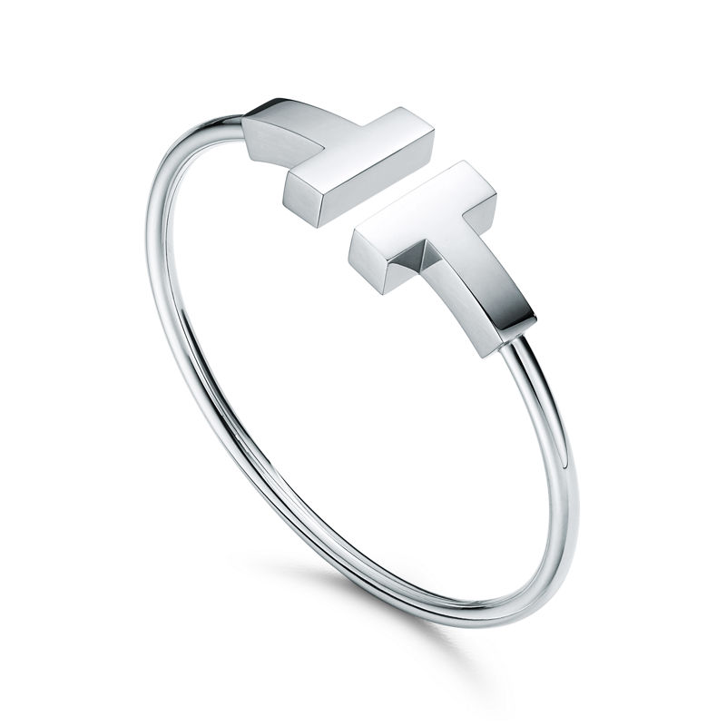 Tiffany & Co. Tiffany T Pulsera Wire ancha de oro blanco Rebajas