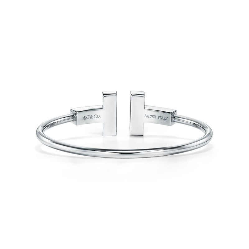 Tiffany & Co. Tiffany T Pulsera Wire ancha de oro blanco Rebajas