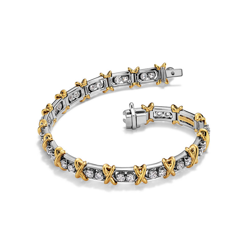 Tiffany & Co. Jean Schlumberger by Tiffany Pulsera 36 Stone de platino y oro con diamantes Ofertas