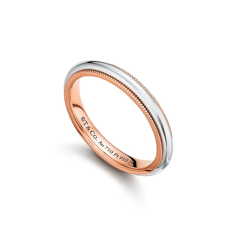Tiffany & Co. Tiffany Together Alianza con milgrain de oro rosa y platino Grandes descuentos