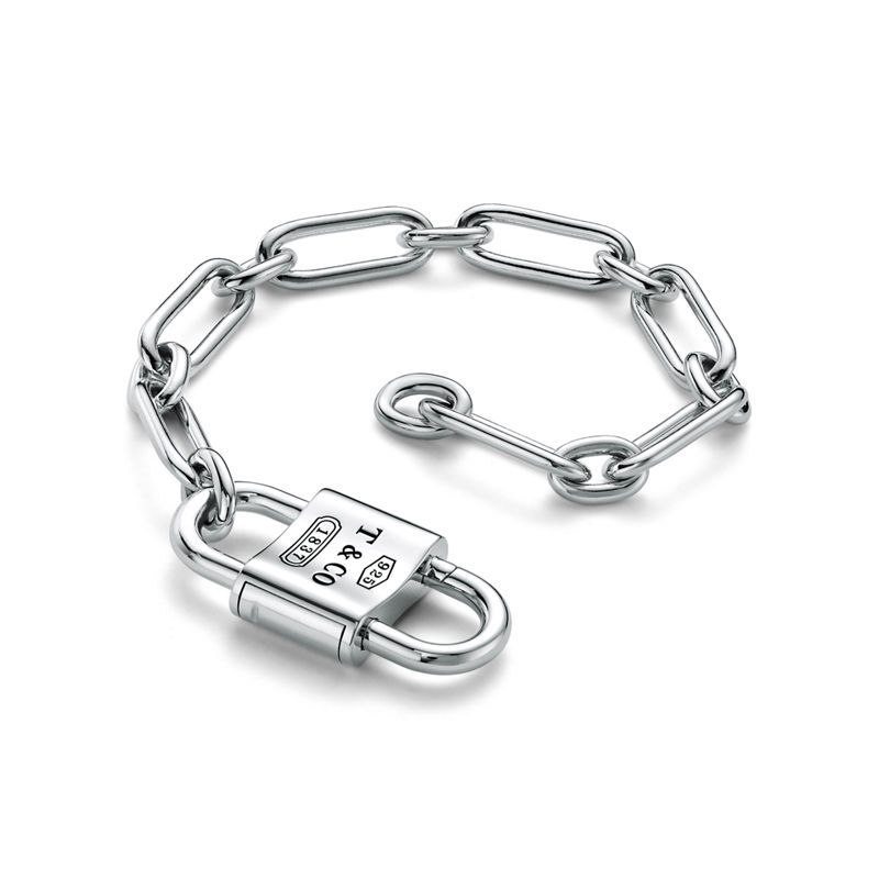 Tiffany & Co. Tiffany 1837™ Pulsera con candado doble grande de plata de ley Última moda