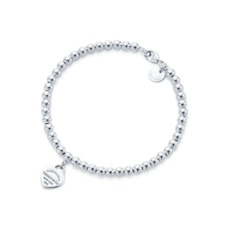 Tiffany & Co. Return to Tiffany™ Pulsera de cuentas con insignia de corazón en color Tiffany Blue® en plata 4 mm Ofertas de temporada