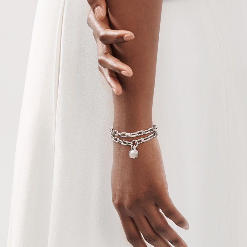 Tiffany & Co. Tiffany HardWear Pulsera de perlas de agua dulce en plata de ley de plata de ley Rebajas de fin de temporada