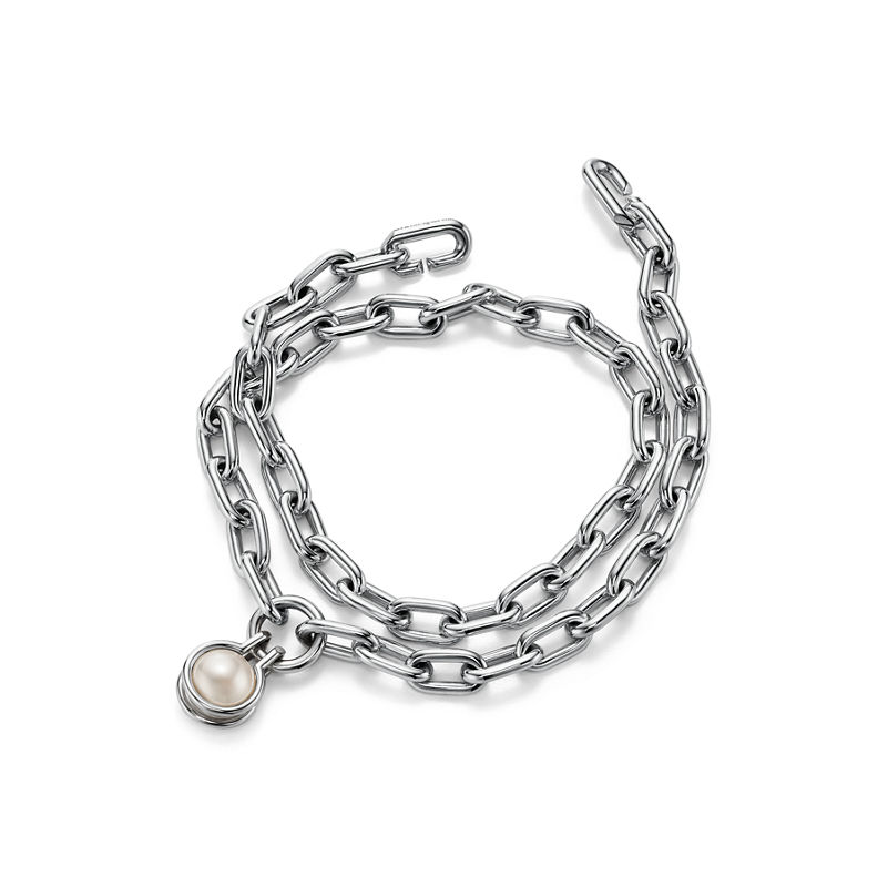 Tiffany & Co. Tiffany HardWear Pulsera de perlas de agua dulce en plata de ley de plata de ley Rebajas de fin de temporada