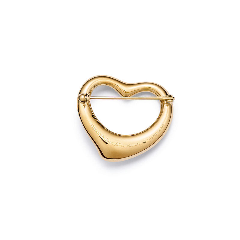 Tiffany & Co. Elsa Peretti® Broche Open Heart de oro amarillo con diamantes en pavé Outlet online