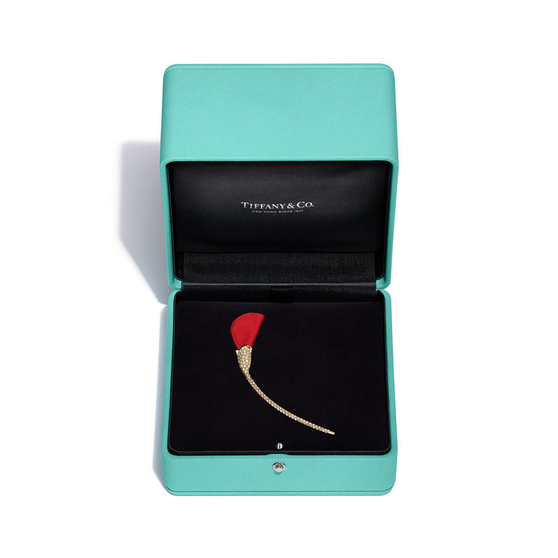 Tiffany & Co. Elsa Peretti® Broche Amapola de oro amarillo con seda de color rojo Rebajas