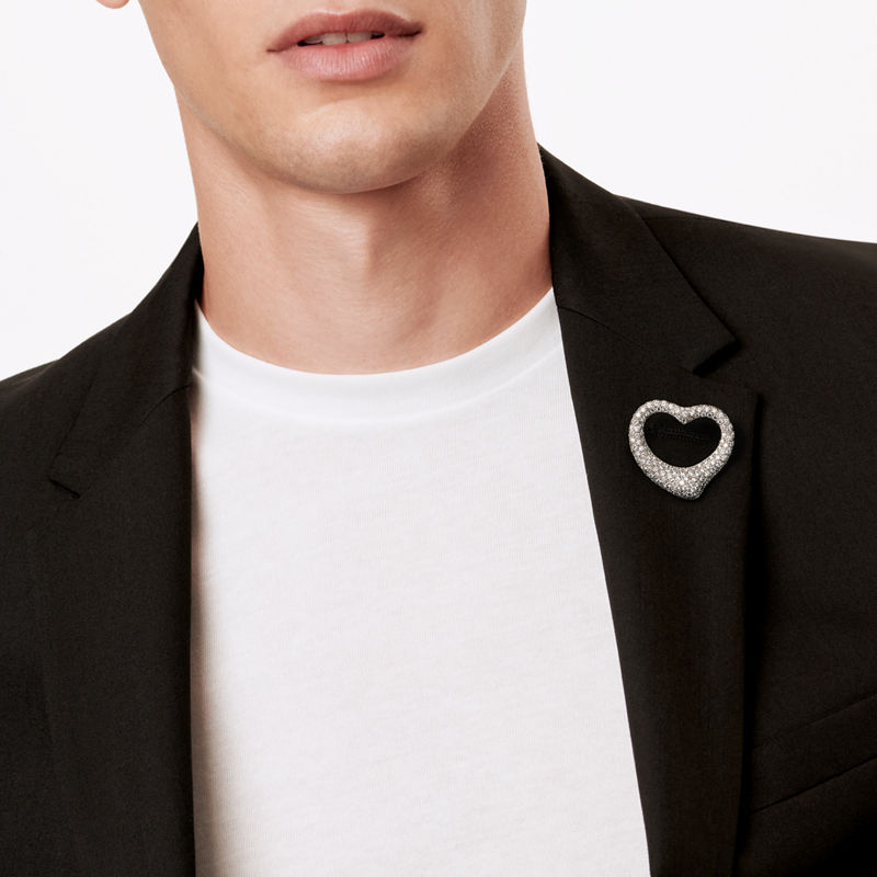 Tiffany & Co. Elsa Peretti® Broche Open Heart de platino con diamantes en pavé Ofertas
