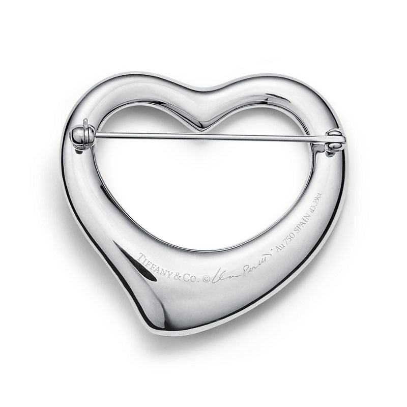 Tiffany & Co. Elsa Peretti® Broche Open Heart de platino con diamantes en pavé Ofertas