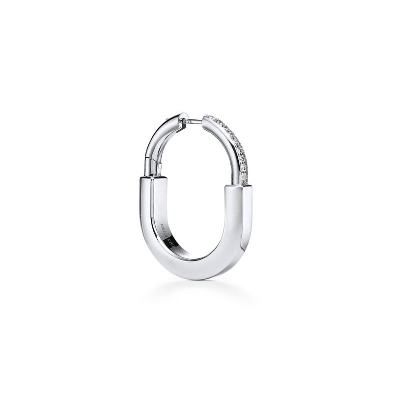 Tiffany & Co. Tiffany Lock Pendientes en oro blanco con diamantes tamaño mediano Gran oferta