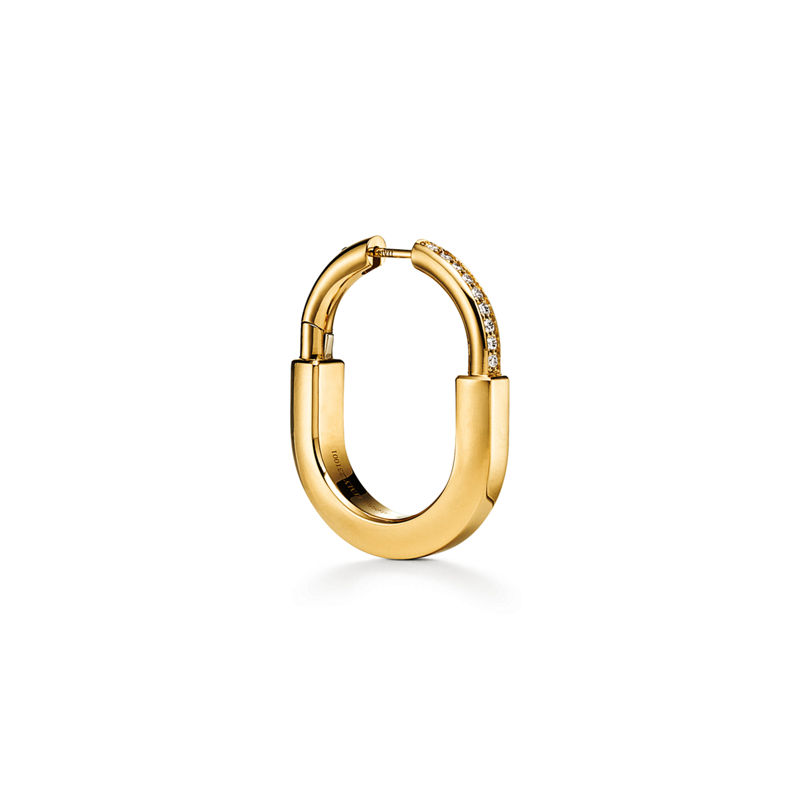 Tiffany & Co. Tiffany Lock Pendientes en oro amarillo con diamantes tamaño mediano Rebajas top