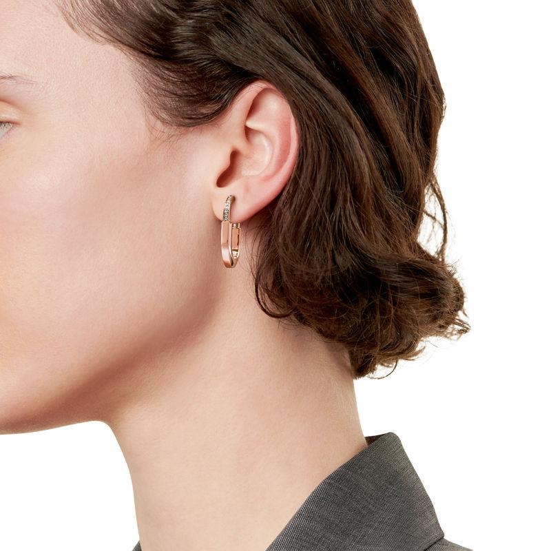 Tiffany & Co. Tiffany Lock Pendientes en oro rosa con diamantes tamaño mediano Oferta especial de fábrica