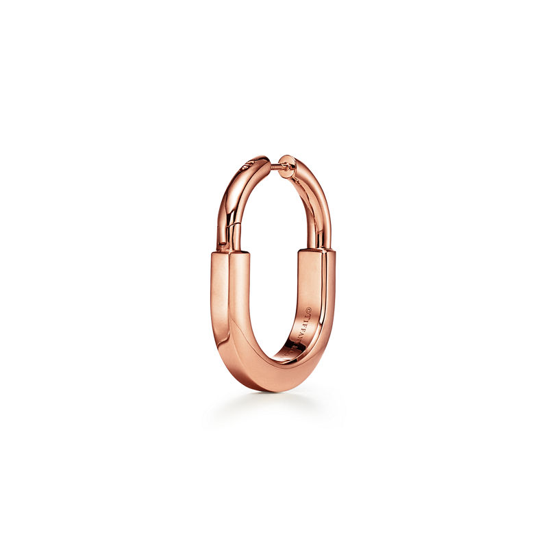 Tiffany & Co. Tiffany Lock Pendientes en oro rosa con diamantes tamaño mediano Oferta especial de fábrica