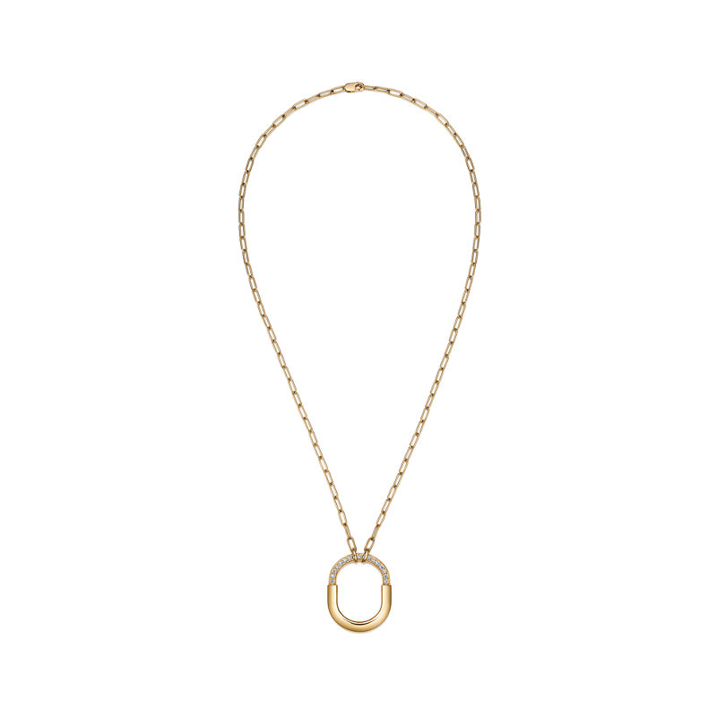 Tiffany & Co. Tiffany Lock Colgante en oro amarillo con diamantes tamaño mediano Grandes descuentos
