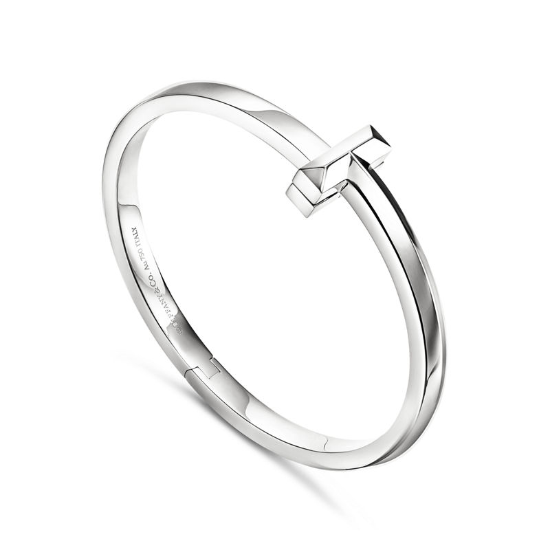 Tiffany & Co. Tiffany T T1 Brazalete articulado ancho de oro blanco Ofertas especiales